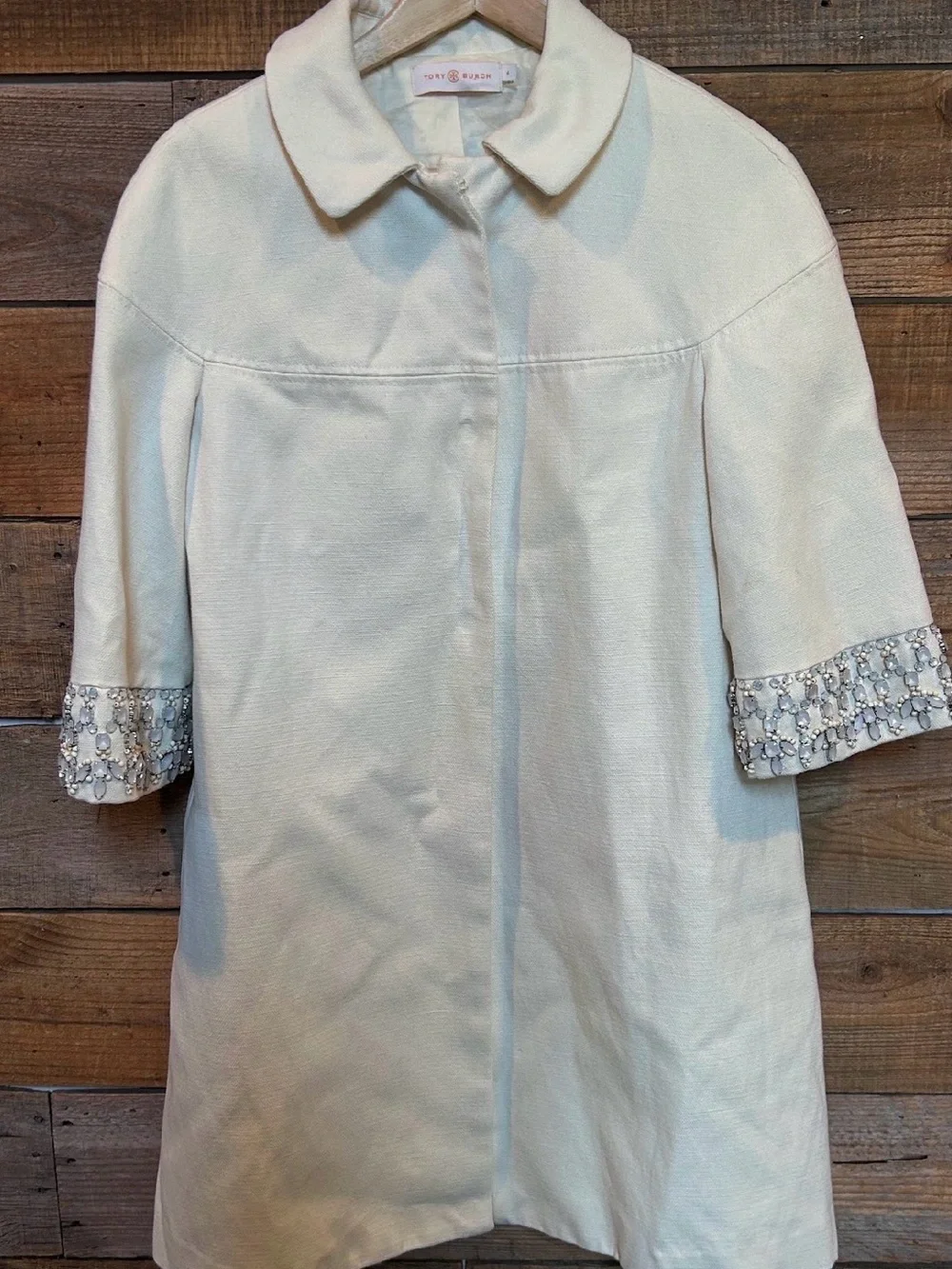 Tory Burch Chic Coatigan Coat w/embellished Cuffs size 4